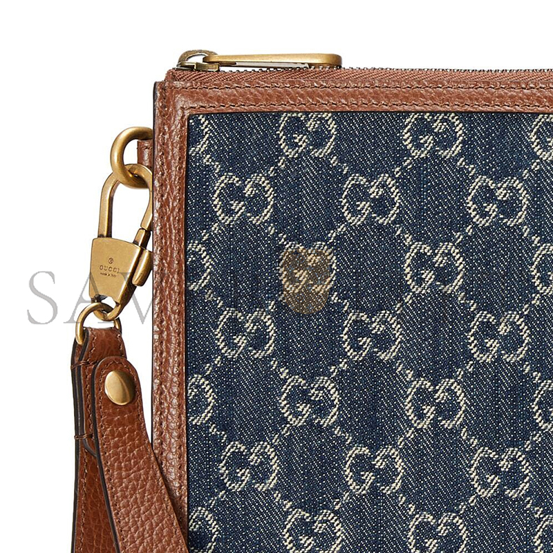 GUCCI GG DENIM POUCH 672953 2KQGT 8375 (30.5*21*1.5cm)